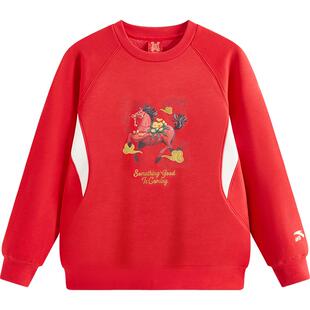 【新年马年】安踏儿童卫衣男童套头衫2026年新款红色拜年服卫衣潮