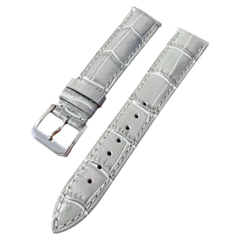 牛皮大象灰表带12mm14mm16mm18mm20mm22-24mm男女针扣鳄鱼纹金扣