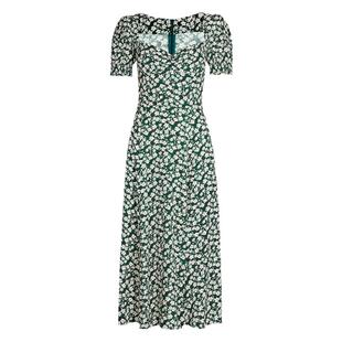 金智秀同款侧开叉方领法式复古宫廷风收腰碎花ref连衣裙