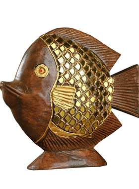 实木雕刻富贵吉祥东南亚风工艺品