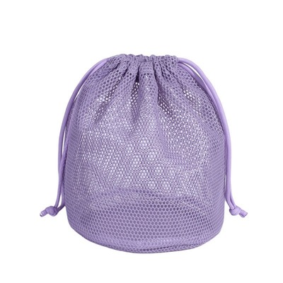 抽绳化妆包便携式网纱束口袋透明沥水收纳袋旅行洗漱包游泳洗澡包