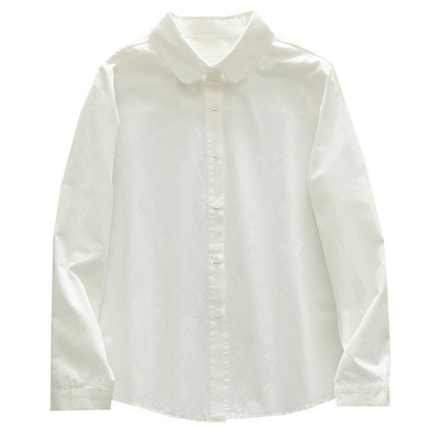 全棉磨毛衬衫白衬衣女秋外套简约