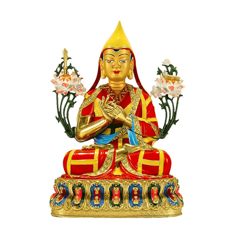 闯隆家用桌面彩绘鎏金铜像摆件