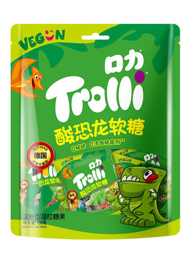口力Trolli酸恐龙软糖橡皮糖网红零食酸管糖Q弹儿童糖果零食批发