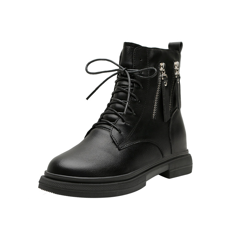 真皮马丁靴女平底2026新款秋冬加绒防滑软底短靴大码妈妈鞋41-43