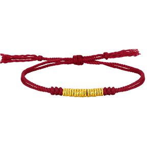 赛菲尔传世金手绳足金钱串子红手绳古法金转运珠手链盘缠金珠