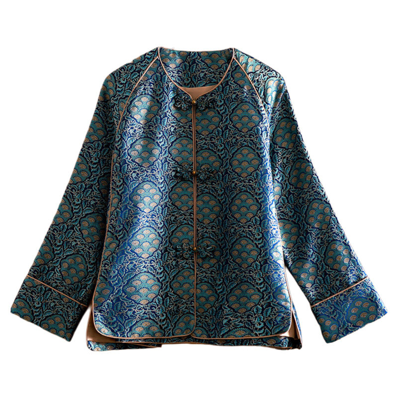 美伦新中式真丝宋锦提花精致上衣