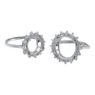 珍珠戒托S925纯银蜜蜡戒指空托女 8-9-10-11-12-13-14-15圆珠圆形