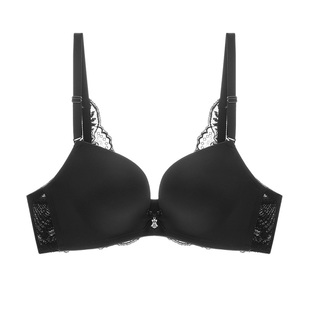 伊丝艾拉黑色美背内衣小胸聚拢显大不空杯性感细肩带光面无痕文胸