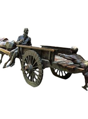 玻璃钢的仿铜人物牧童骑牛的雕塑像定制放牛园林的民俗的景观摆件