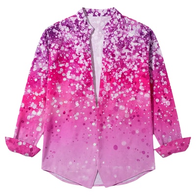 Round neck printed open collar men shirt圆领印花开襟男士衬衫