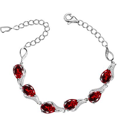 石榴石手链女天然925血红宝石