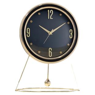 欧式家用客厅座钟轻奢金属摆钟现代简约时尚桌面摆件创意静音钟表