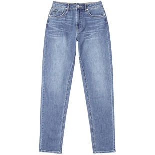 【张凌赫代言】Lee凉凉裤25新品411高腰小直脚中蓝色女凉感牛仔裤