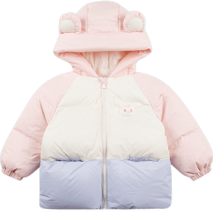 歌瑞家冬羽绒服女小童装连帽羽绒服三防90鸭绒乐友