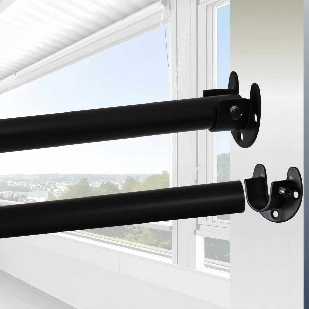 沛晴 免钉墙上晾衣架挂式不锈钢管晒衣服杆黑色浴室杆阳台晒衣杆