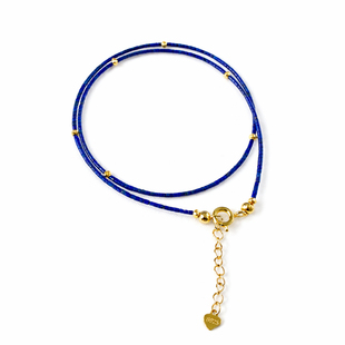 祈鹿 原创 ｜天然青金石女款极细小米珠手链时尚百搭显白