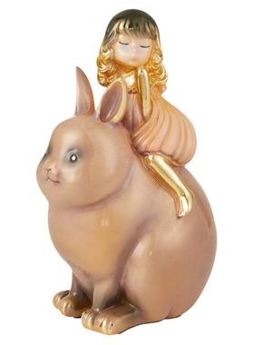 全铜北欧风兔子小女孩卡通摆件