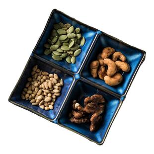 6寸零食盘分格碟四格分格盘调味盒四格一体小吃碟盘烤肉蘸料碟子