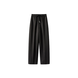 威廉福克斯男装2026秋冬加绒裤子男款垂感直筒宽松长加厚裤抽绳裤