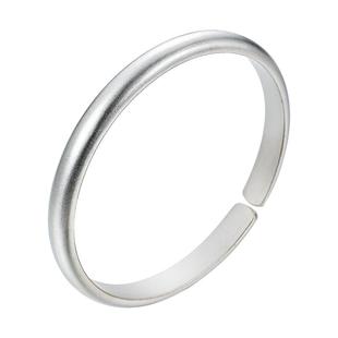 九乐999纯银手镯女足银古法磨砂哑光简约开口实心贵妃镯送女友礼