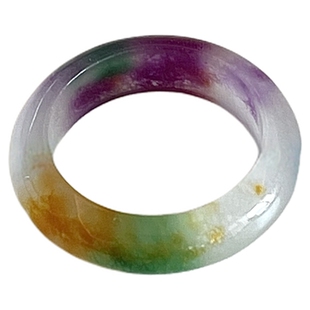 牛！玉石质感！石英岩玉戒指巴山翡翠飘花指环男女同款大直径跑环