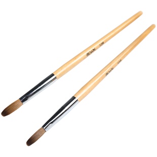 美甲水貂毛水晶笔延长水晶甲扁头木杆带盖子水晶粉扑粉指甲工具刷