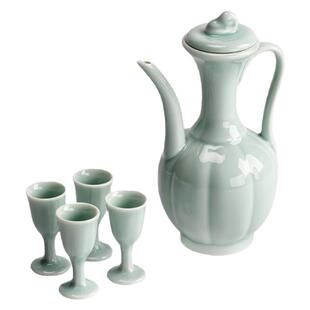 仿宋点酒杯小号天青手执壶汤瓶酒壶中式宋代陶瓷仿宋执壶酒具套装