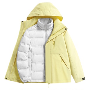 户外三合一冲锋衣男女通用羽绒内胆防水防风保暖可拆卸情侣登山服