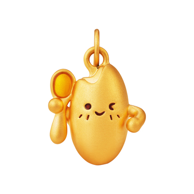 明牌珠宝食全食美硬金串珠 黄金萌趣大米可爱情侣转运珠AFP1411