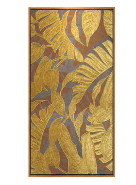 东南亚风格泰式金银芭蕉叶装饰画