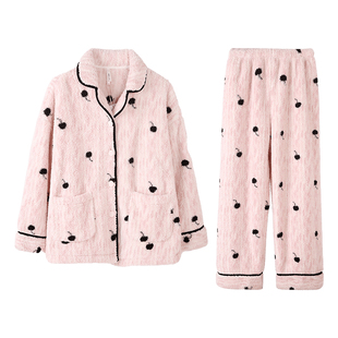 安之伴睡衣女冬款珊瑚绒加厚秋冬季法兰绒甜美保暖家居服可外穿