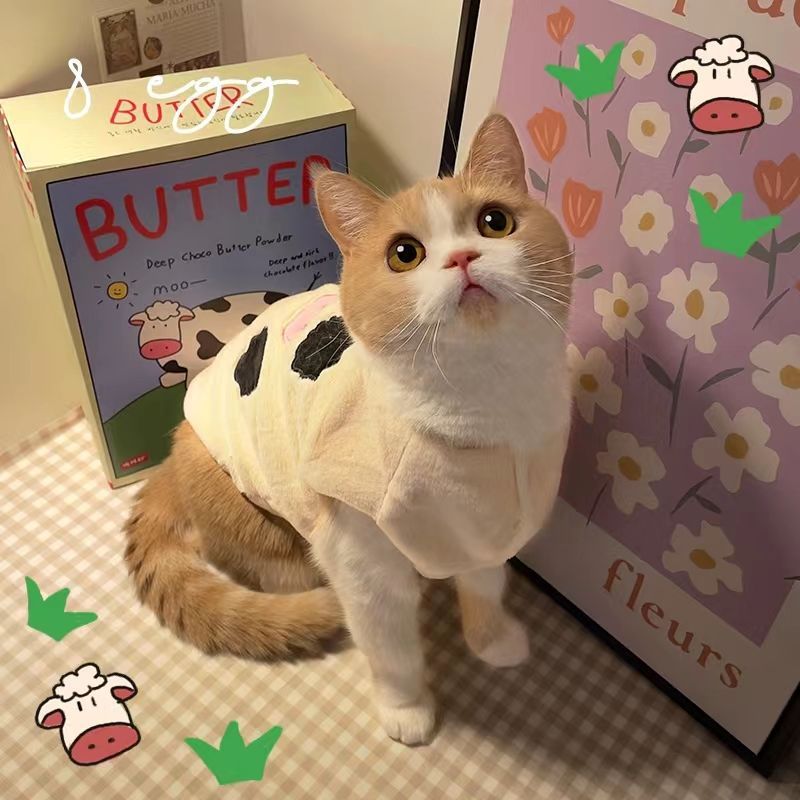 可爱の奶牛牧场~猫咪猫冬装加无袖背心保暖宠物猫马甲衣服冬季绒
