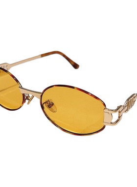 复古玳瑁橘色椭圆防晒太阳眼镜