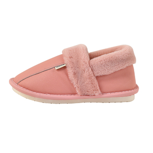 皮面拖鞋女士冬季室内家居情侣保暖加绒男士防水真皮棉拖鞋女包跟