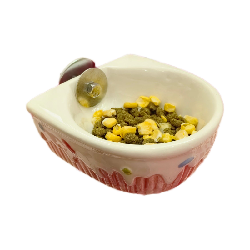 兔兔食盆可固定陶瓷碗龙猫荷兰猪豚鼠食盒防啃防打翻可悬挂式食盆