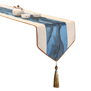 新中式禅意桌旗桌布餐桌电视柜茶台茶几茶席轻奢茶旗茶桌高端垫布