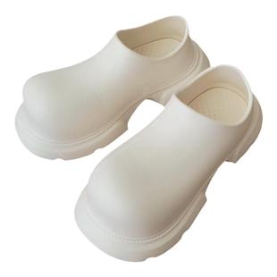 马丁靴男女春秋百搭时尚高级感半包拖增高厚底一脚蹬情侣大头鞋子