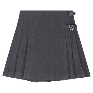 Heatherich裙子女2026春季新款学院风多色简约百褶半身裙581536