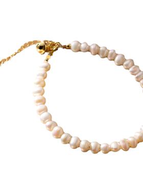 真珍珠·s925银韩版气质女珍珠手链个性设计简约串珠铃铛女手饰