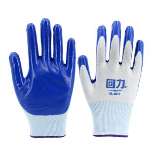 回力手套劳保耐磨橡胶挂胶带胶劳动干活手套塑胶防滑胶皮手套工地