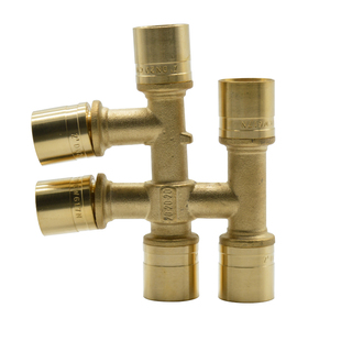 铝塑管滑紧六通16mm20mm25mm全铜等径地暖管水管分水快速接头配件