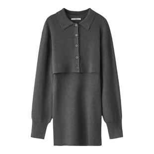 SLY 简约欧美风两件套短款针织连衣裙030HSM73-0210