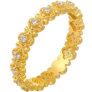 潮宏基非遗花丝千金黄金钻石戒指足金戒圈手饰5G金古法金轻奢礼物