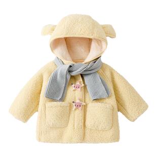 女童外套儿童加绒羊羔绒2025新款女宝宝超好看小公主韩系毛呢冬装