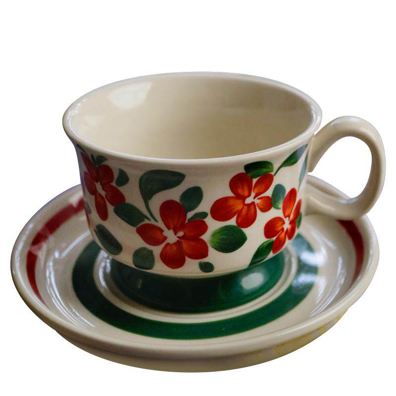 中古复古手绘杯咖啡杯碟拿铁家用
