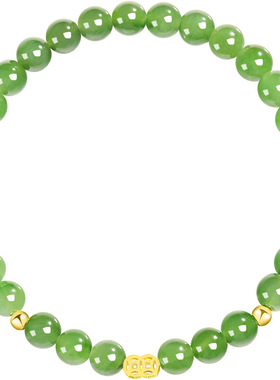 正品天然老料和田玉碧玉手链玉石女款古风手串送礼高新中式珠宝