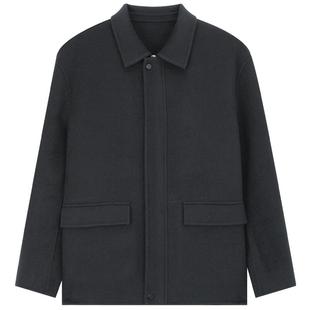 MindBridge2025年冬纯色夹克翻领双面呢大衣男士通勤休闲羊毛外套