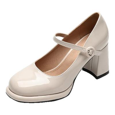 仙女风玛丽珍鞋高跟鞋法式粗跟