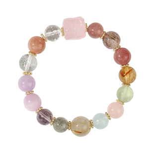 九华山九紫离火生生不息超七绿幽灵紫水晶手串海蓝宝水晶多宝手链